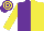 Silk - purple, yellow halved, yellow sleeves, purple cap, yellow hoops