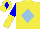 Silk - yellow, light blue diamond, blue and yellow halved sleeves, blue diamond on cap