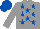 Silk - grey, royal blue stars, royal blue cap
