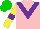 Silk - Pink, purple chevron, yellow sleeves, purple armbands, green cap