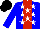 Silk - Blue, red stripe, white stars, black cap