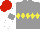 Silk - Gray, yellow diamond hoop, gray armbands on white sleeves, red cap