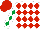 Silk - White, red diamonds, emerald green diamonds on sleeves, red cap