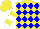 Silk - Yellow, blue diamonds, yellow bars on white sleeves