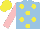 Silk - Light blue, yellow spots, pink sleeves, yellow cap