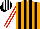 Silk - Orange and black stripes, red and white striped sleeves, black and white striped cap
