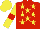 Silk - Red, yellow stars, red armbands on yellow sleeves, yellow cap