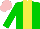 Silk - Green, yellow stripe, pink cap