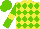 Silk - Yellow and light green diamonds, yellow armlets on light green sleeves, light green cap