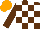 Silk - Brown and white checks, brown sleeves, orange cap