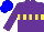 Silk - Purple, yellow hoop, purple stripes, blue cap