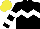 Silk - Black, white chevron hoop, white hoops on black sleeves, yellow cap