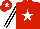 Silk - Red, white star, black and white striped sleeves, red cap, white star