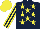Silk - Dark blue, yellow stars, striped sleeves, yellow cap
