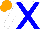 Silk - White, blue crossbelts, white sleeves, orange cap