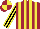 Silk - Maroon and yellow stripes, black and yellow striped sleeves, maroon and yellow quartered cap