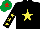 Silk - Black, yellow star, yellow stars on sleeves, emerald green cap, red star