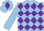 Silk - Light blue and purple diamonds, light blue sleeves, light blue cap, purple diamond
