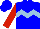 Silk - Blue, light blue chevron hoop, red sleeves, blue cap