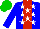 Silk - Blue, red stripe, white stars, green cap