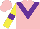 Silk - Pink, purple chevron, yellow sleeves, purple armbands, pink cap