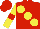 Silk - Red, large yellow spots, yellow sleeves, red armlet, red cap