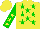 Silk - Yellow, green stars, yellow stars on green sleeves, yellow cap