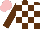 Silk - Brown and white checks, brown sleeves, pink cap