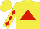 Silk - Yellow, red triangle, red diamonds on sleeves, yellow cap