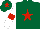 Silk - Dark green, red star, white sleeves, red armlets, dark green cap, red star