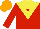 Silk - Red, yellow chevron and yoke, orange cap