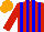 Silk - Red and blue stripes, red sleeves, orange cap