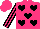 Silk - Hot pink, black hearts, black stripes on sleeves, hot pink cap