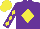 Silk - Purple, yellow diamond, yellow diamonds on sleeves, yellow cap