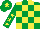 Silk - Emerald green and yellow check, emerald green sleeves, yellow stars, emerald green cap, yellow star