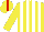 Silk - Yellow and white vertical stripes, red stripe on yellow cap
