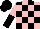 Silk - Pink, black checked, pink and black halved sleeves, black cap