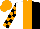 Silk - White and black halved, orange stripe, black blocks on orange sleeve, orange cap