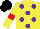 Silk - Yellow, purple spots, yellow sleeves, red armbands, black cap