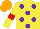 Silk - Yellow, purple spots, yellow sleeves, red armbands, orange cap