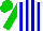 Silk - White and blue stripes, green sleeves, green cap