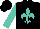 Silk - Black, turquoise fleur de lys, turquoise sleeves, black cap