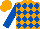 Silk - Orange and royal blue diamonds, royal blue sleeves