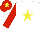 Silk - White, yellow star, red sleeves, red cap, yellow star