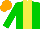 Silk - Green, yellow stripe, orange cap