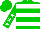 Silk - Green and white bars, white stars on sleeves