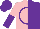 Silk - Pink and purple halves, purple circle, pink and purple halved sleeves, purple cap