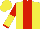 Silk - Yellow, red vertical stripe, red and yellow halved sleeves, red cuffs, yellow cap
