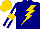 Silk - Navy, gold lightning bolt, navy sleeves, gold armlets, white stripe on sleeves, gold cap