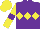 Silk - Purple, yellow triple diamond, yellow sleeves, purple armlets, yellow cap